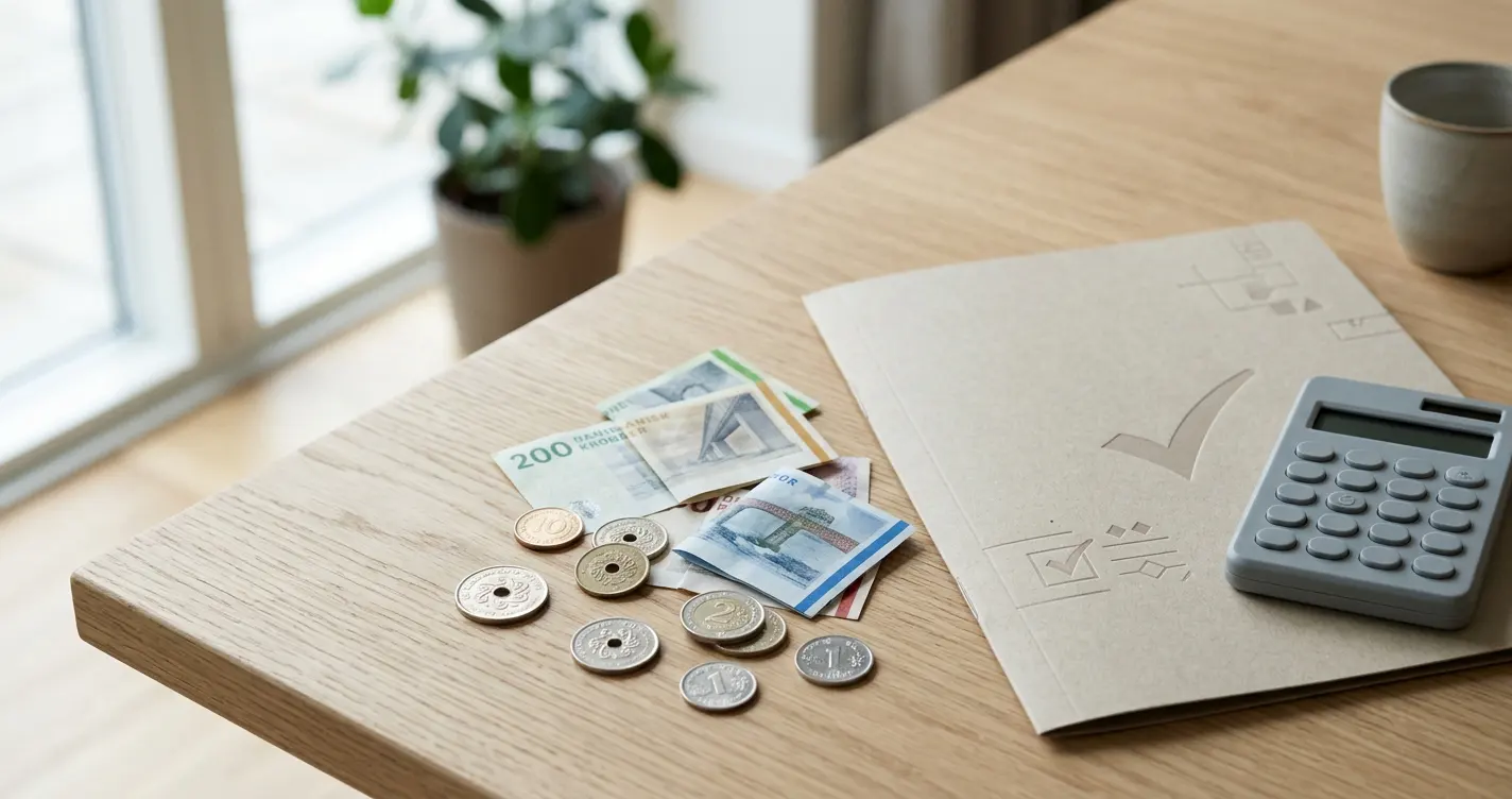 Illustration af danske kroner, skatteforhold og licenseret online casino